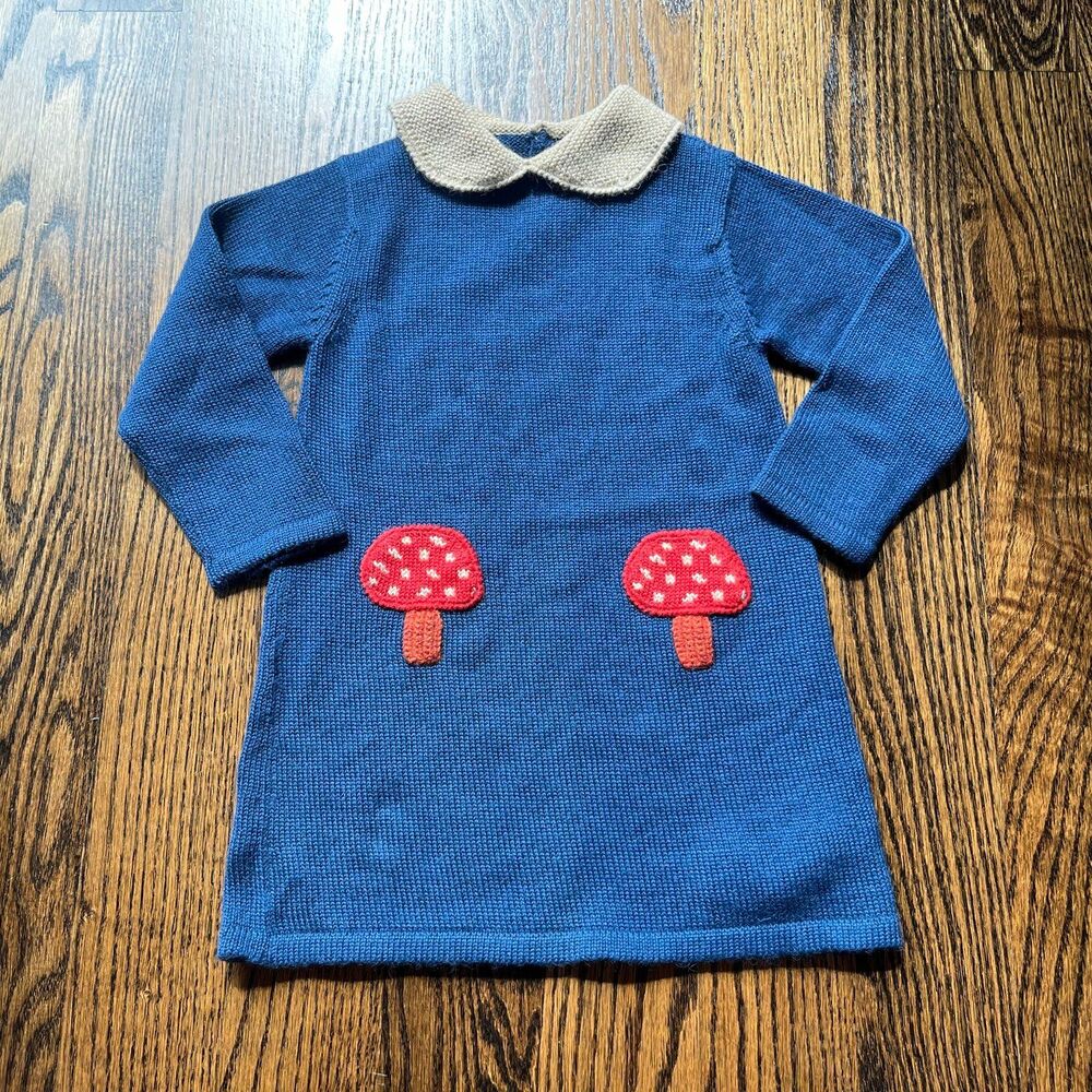 Oeuf Alpaca Wool Dress with Mushroom Pockets (2-3Y)